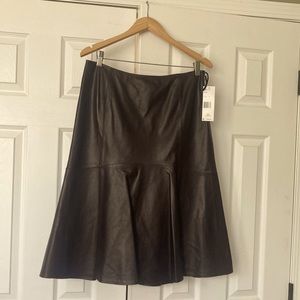 Lafayette 148 New York NWT Leather Skirt Size 10 Dark Brown Espresso